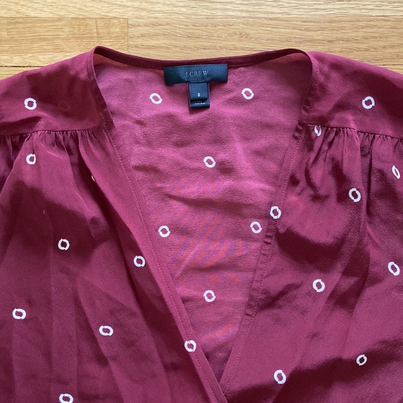 J.Crew Burgundy Silk Wrap Top - Picture 5 of 7